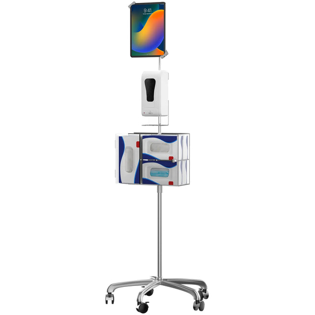 Heavy-Duty Security Gooseneck Floor Stand w/ Sanitizing Station & Automatic Soap Dispenser