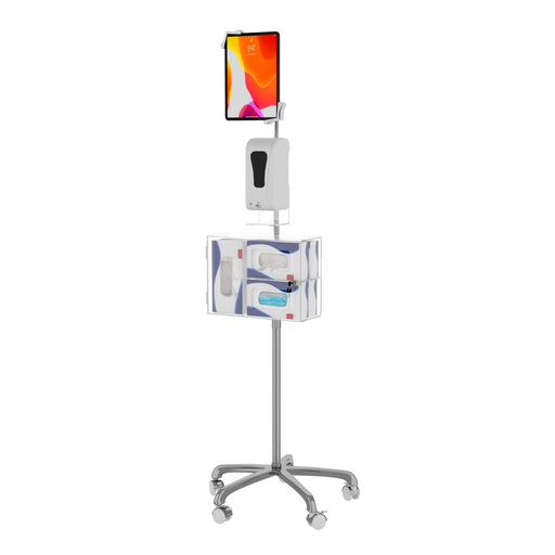 Heavy-Duty Security Gooseneck Floor Stand w/ Sanitizing Station & Automatic Soap Dispenser CTA DIGITAL