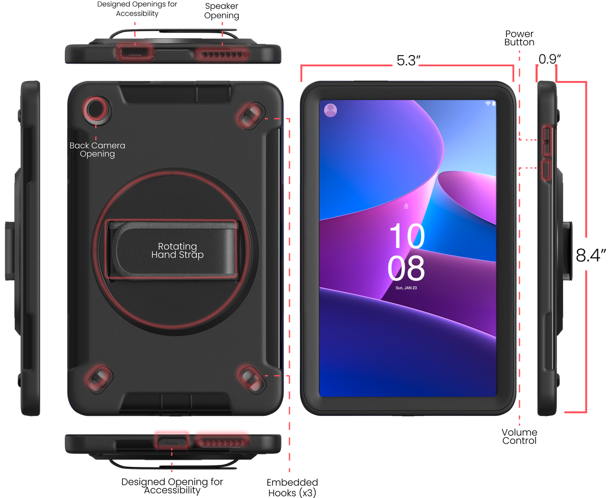 Protective Case with Hand Strap Grip for Lenovo M8 Gen 4