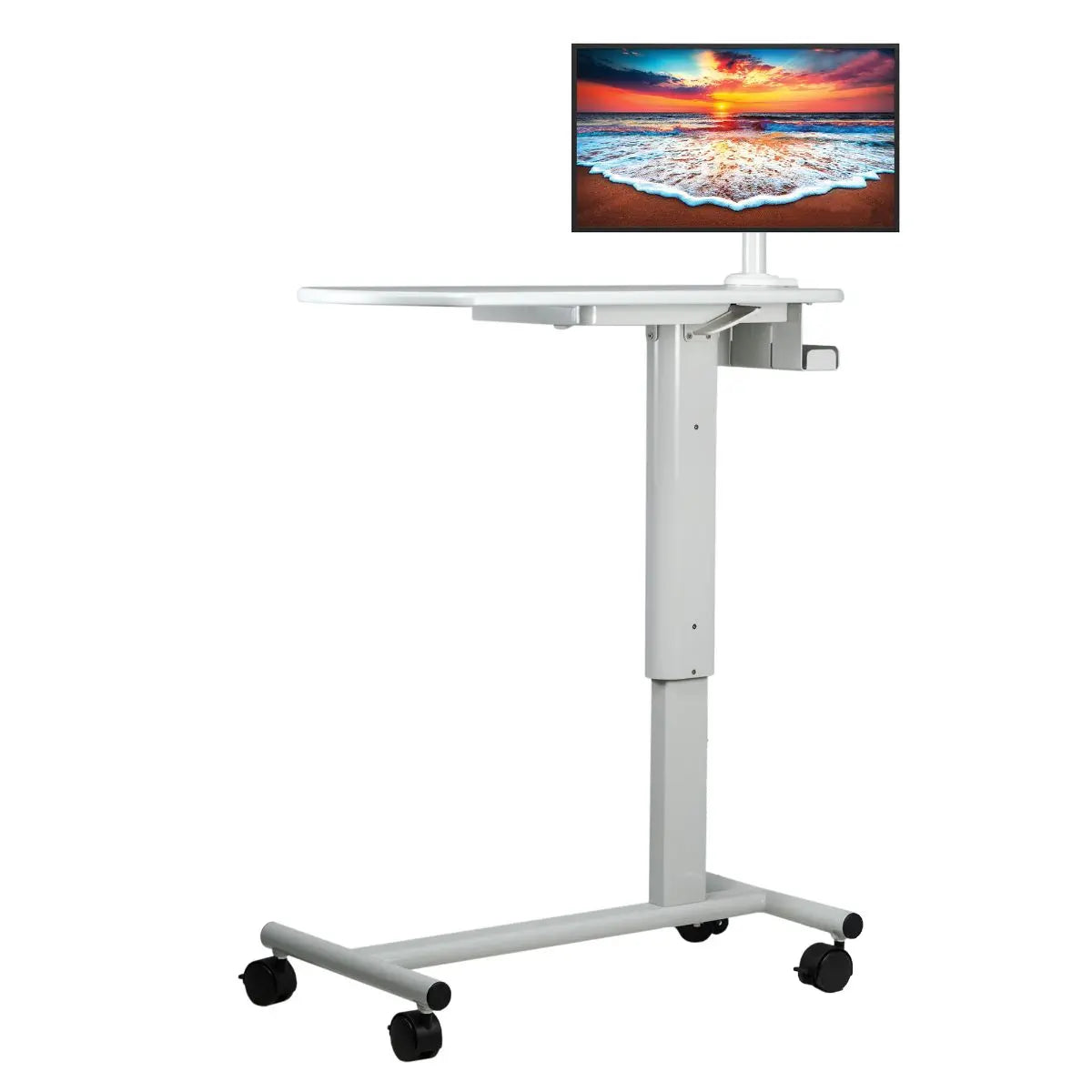 Height-Adjustable Rolling Medical Workstation Cart with Adjustable VESA Arm Mount