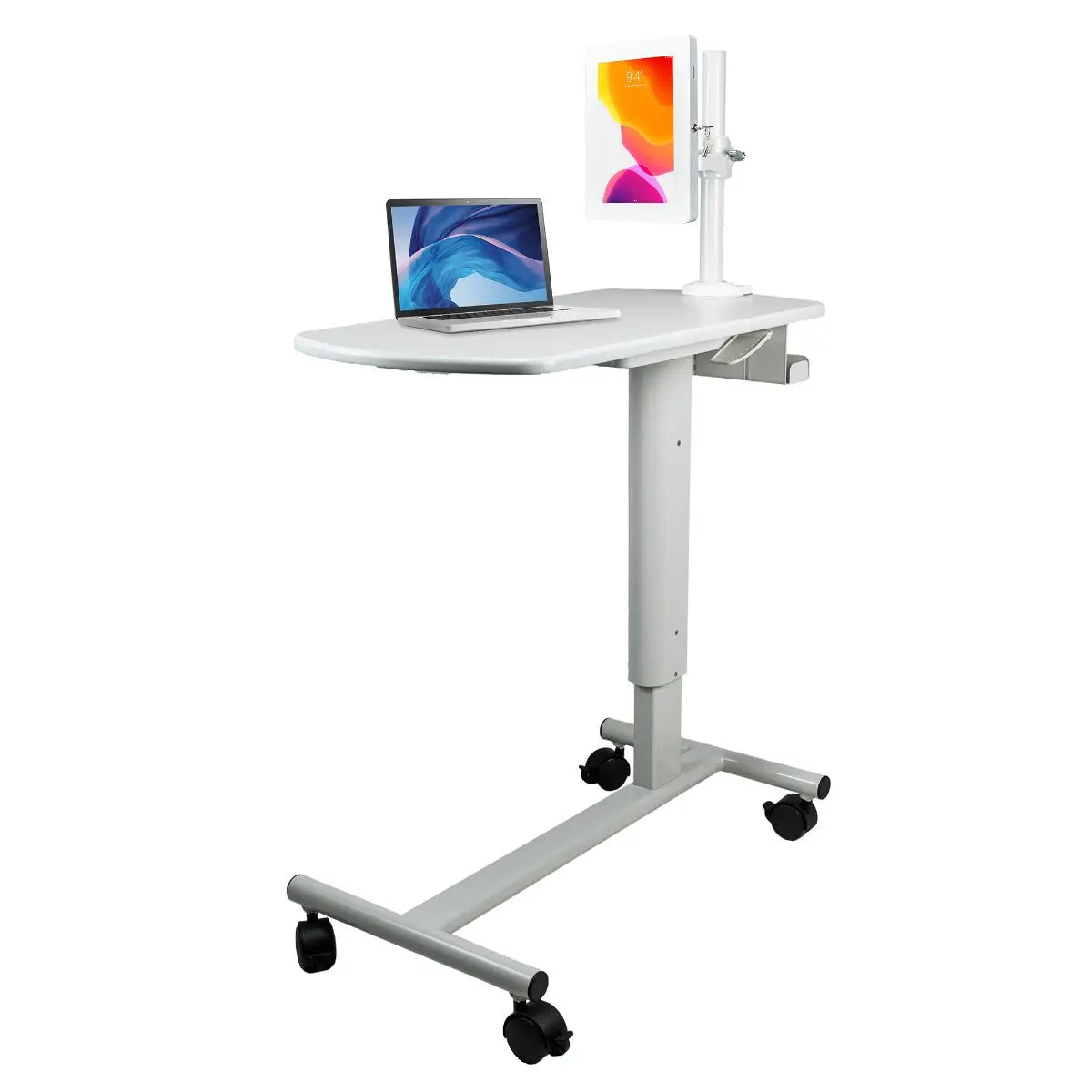 Height-Adjustable Rolling Medical Workstation Cart with Adjustable VESA Arm Mount