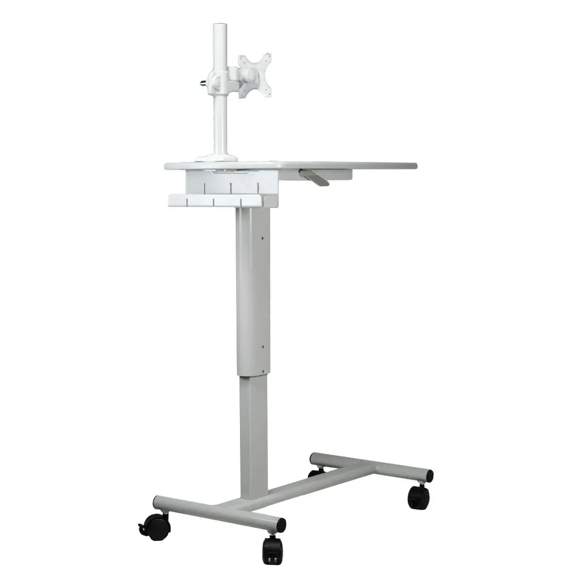 Height-Adjustable Rolling Medical Workstation Cart with Adjustable VESA Arm Mount