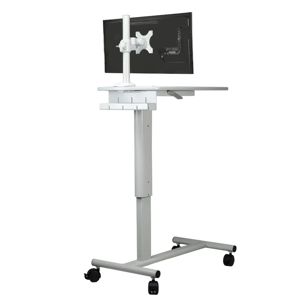 Height-Adjustable Rolling Medical Workstation Cart with Adjustable VESA Arm Mount