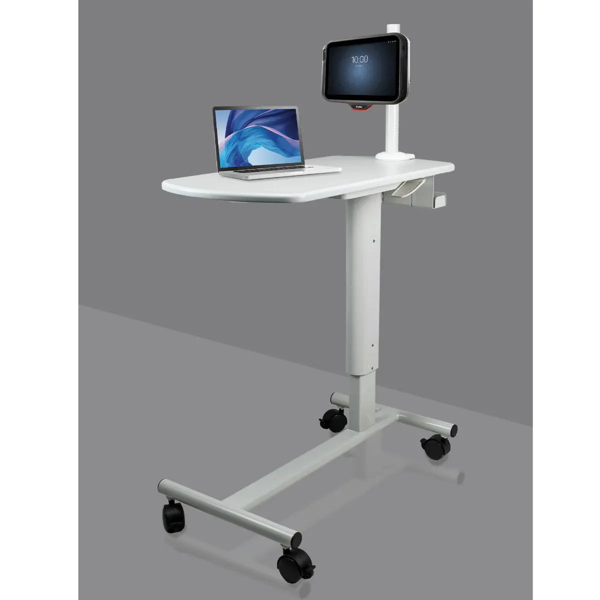 Height-Adjustable Rolling Medical Workstation Cart with Adjustable VESA Arm Mount