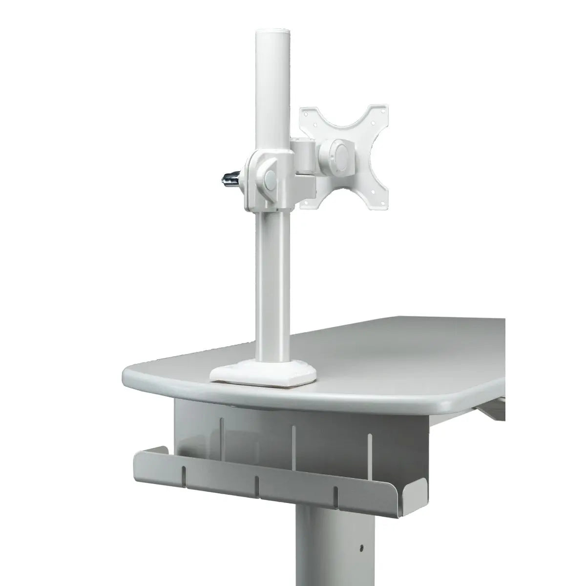 Height-Adjustable Rolling Medical Workstation Cart with Adjustable VESA Arm Mount