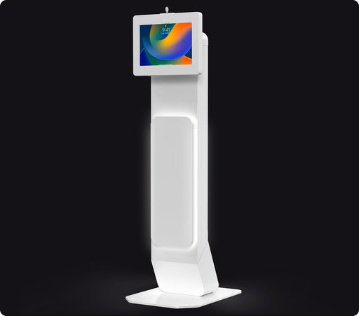 Integrated LED Floor Stand with Premium Locking Enclosure (White) for Medium Tablets CTA DIGITAL