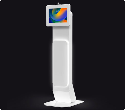 Integrated LED Floor Stand with Premium Locking Enclosure (White) for Medium Tablets CTA DIGITAL