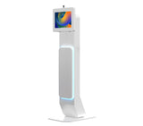 Integrated LED Floor Stand with Premium Locking Enclosure (White) for Medium Tablets