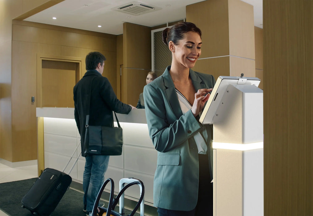 Interactive Kiosk Floor stand with LED Light and Printer Compartment CTA DIGITAL