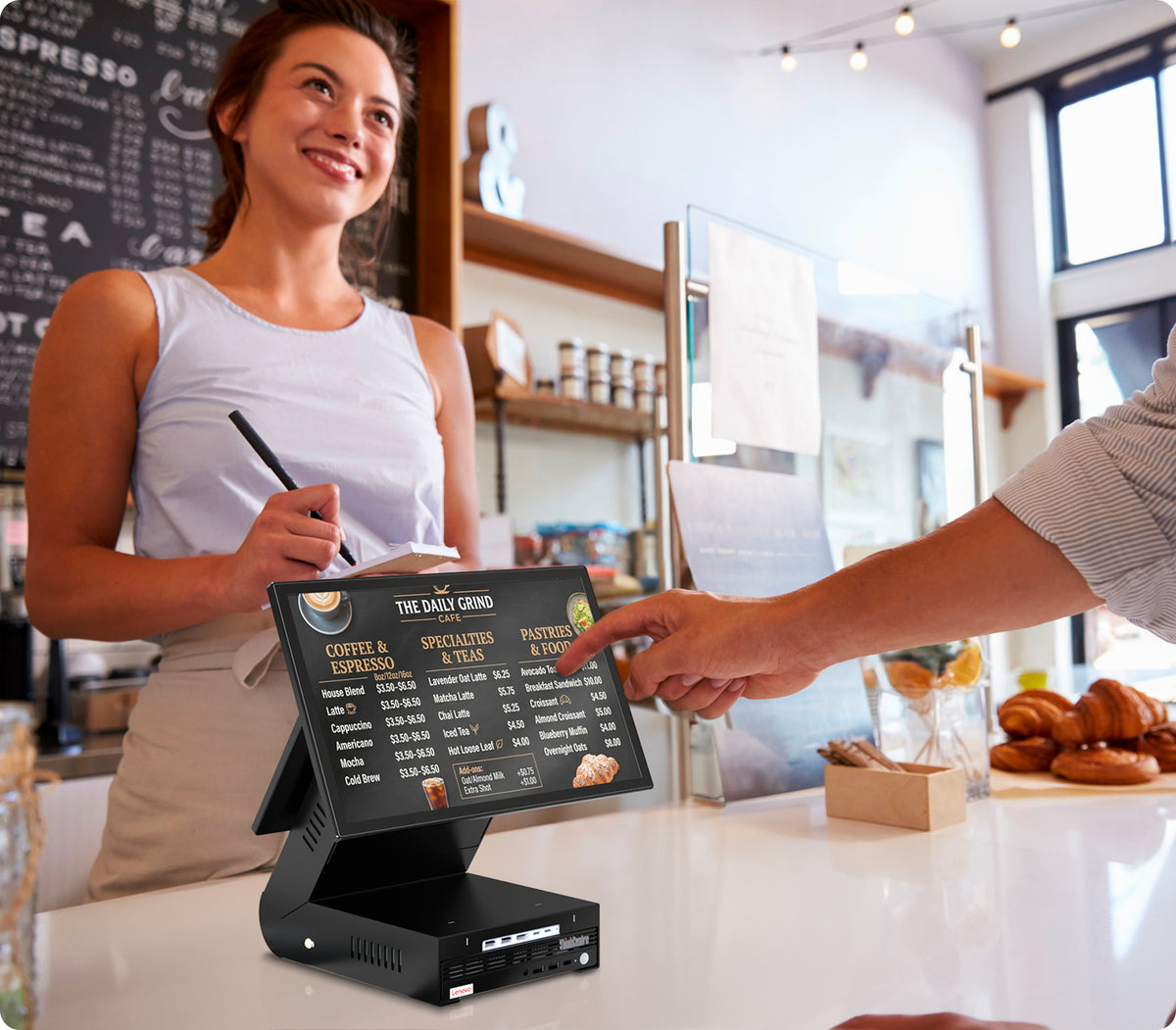 Dual Display POS Desktop Wedge Stand for Mini PC