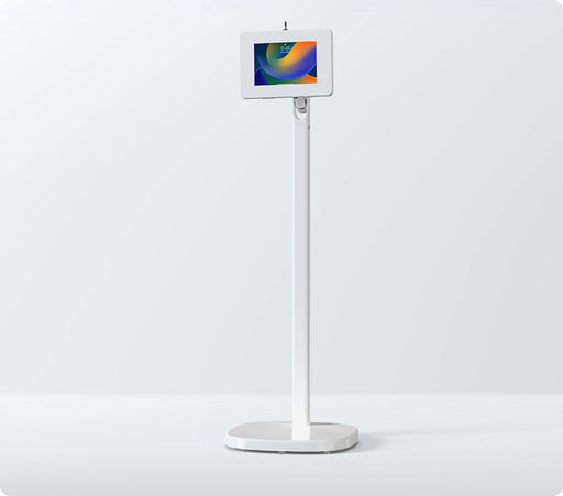 Mobile Rolling Spring Adjustable Floor Stand with Premium Locking Enclosure (White) for Small Tablets CTA DIGITAL