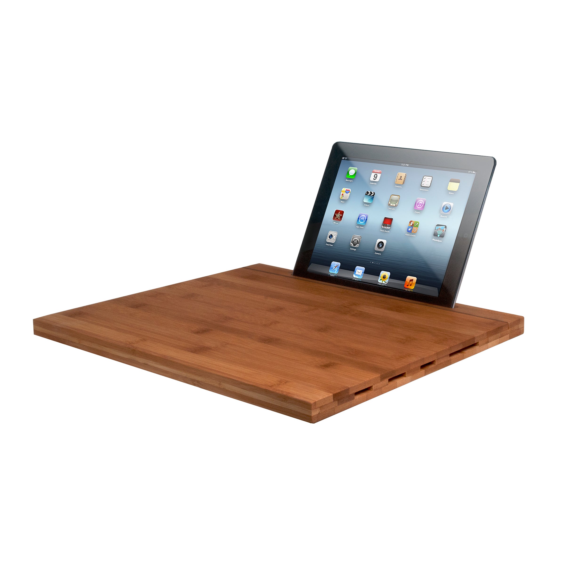 Bamboo Cutting Board with Screen Shield for iPad and Knife Storage