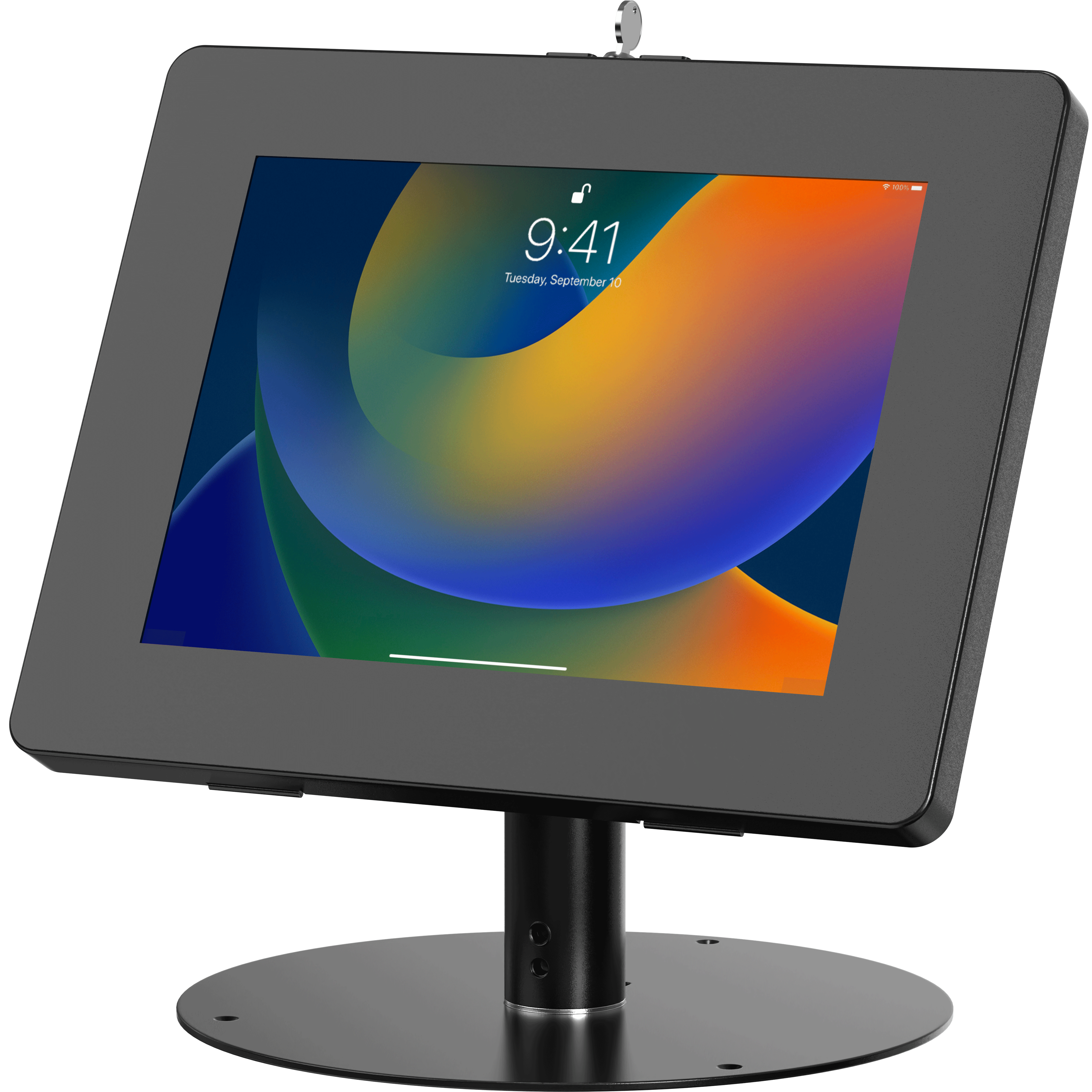 Hyperflex Security Kiosk Stand for Tablets with Large Universal Locking Enclosure (Black)