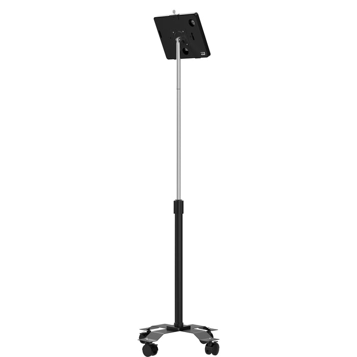 Compact Mobile Floor Stand with Universal Security Enclosure (Black)