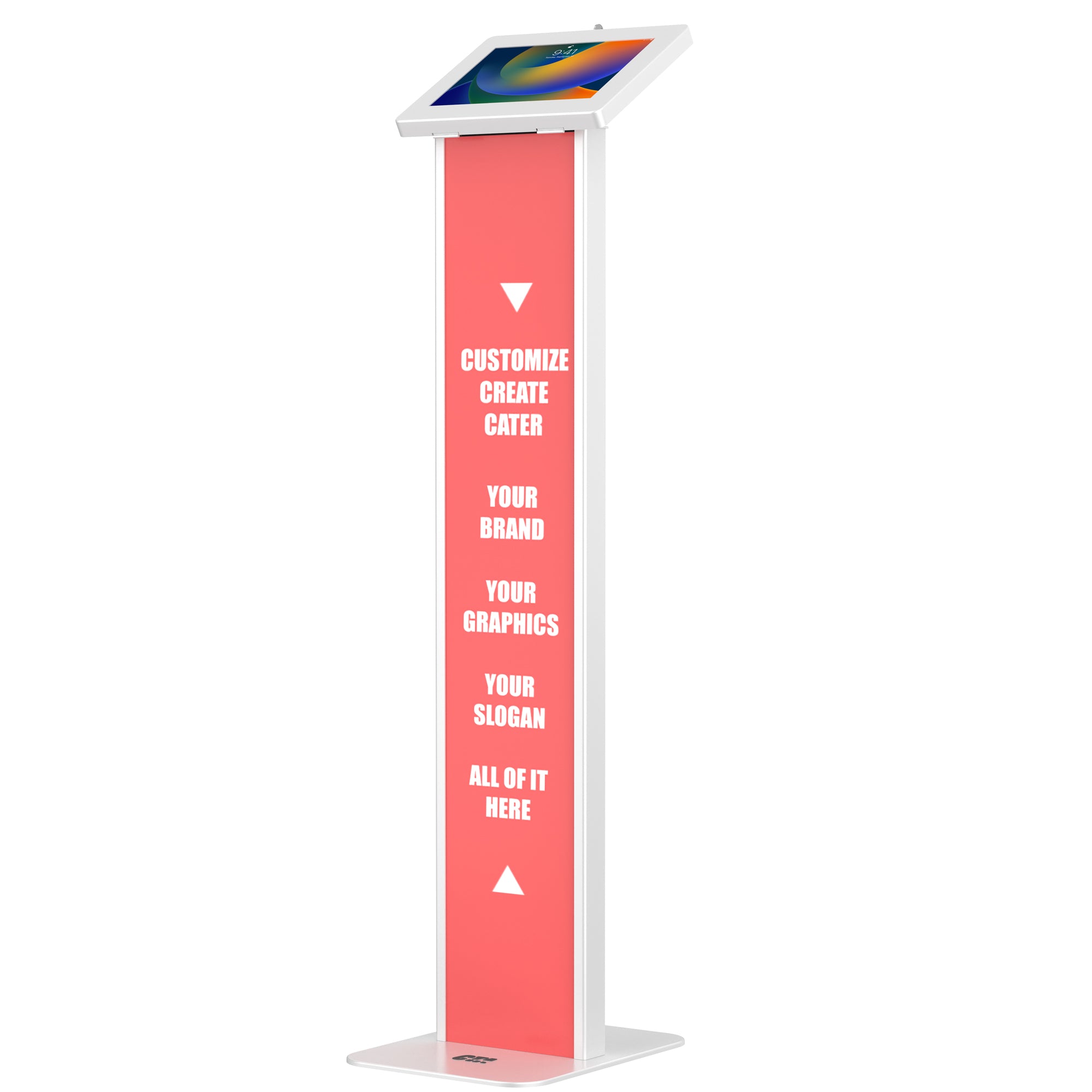 Customizable Premium Locking Floor Stand Kiosk w/ Graphic Card Slot for Branding