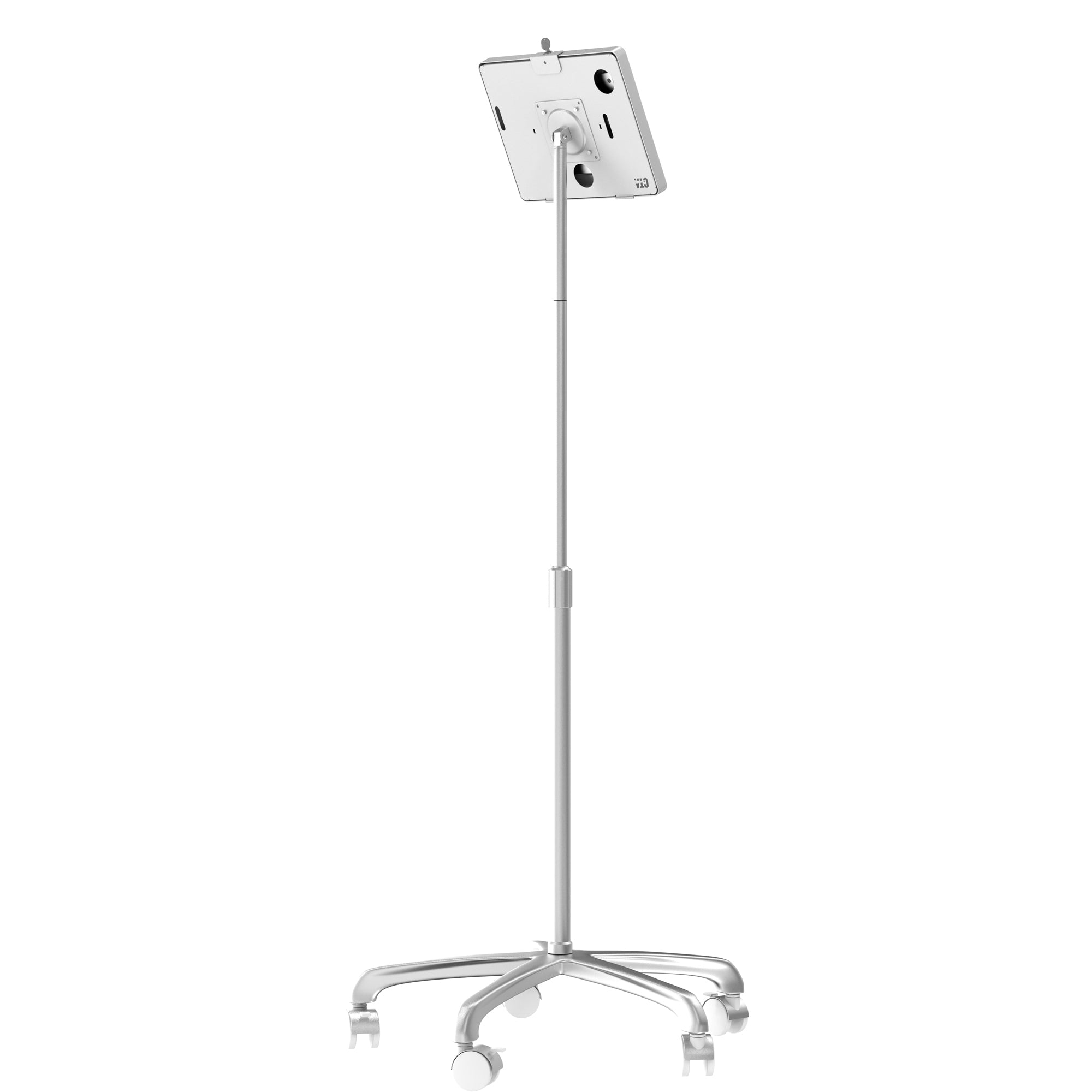 Heavy-Duty Mobile Floor Stand with Universal Security Enclosure for 11 inch iPad Air M2/ Pro M4 (2024) & more (White)
