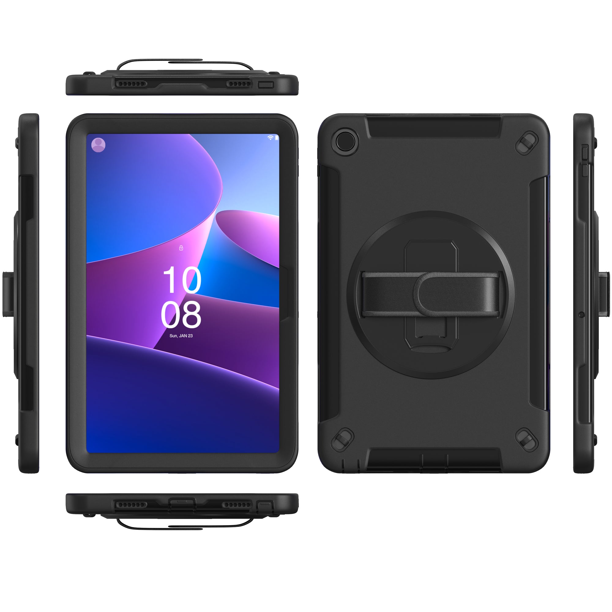 Protective Case with Built-in 360-Degree Rotatable Grip Kickstand for Lenovo M10 Plus Gen 3