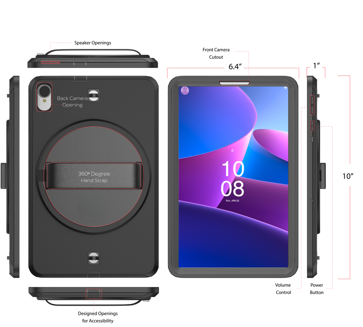 Protective Case with Hand Strap Grip <br> for Lenovo K10 2021