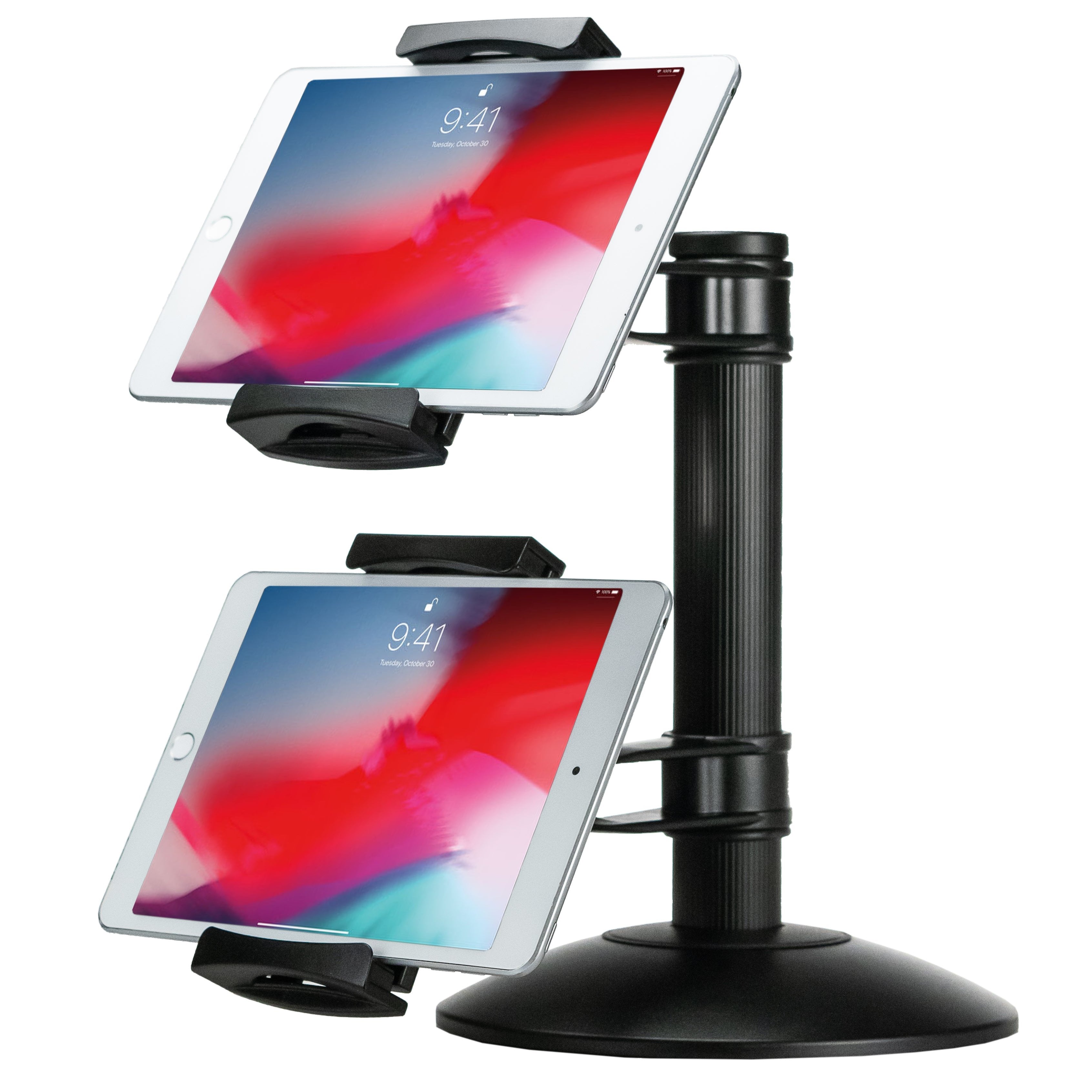 Quick-Connect Dual Tablet Mount with Height-Adjustable Arms