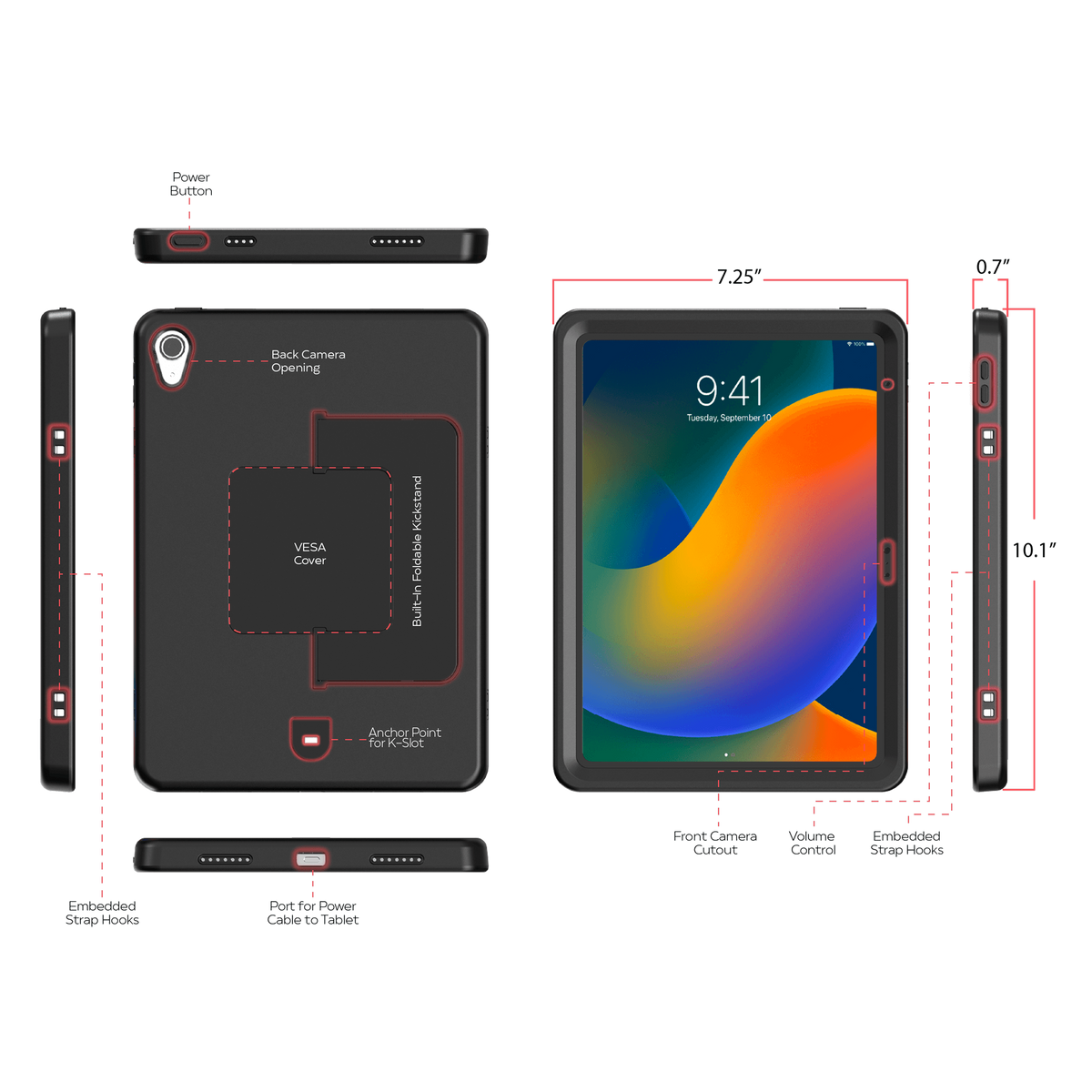 Security Case with Anti-Theft Cable for 10.9” 10th gen and 11” 11th gen.