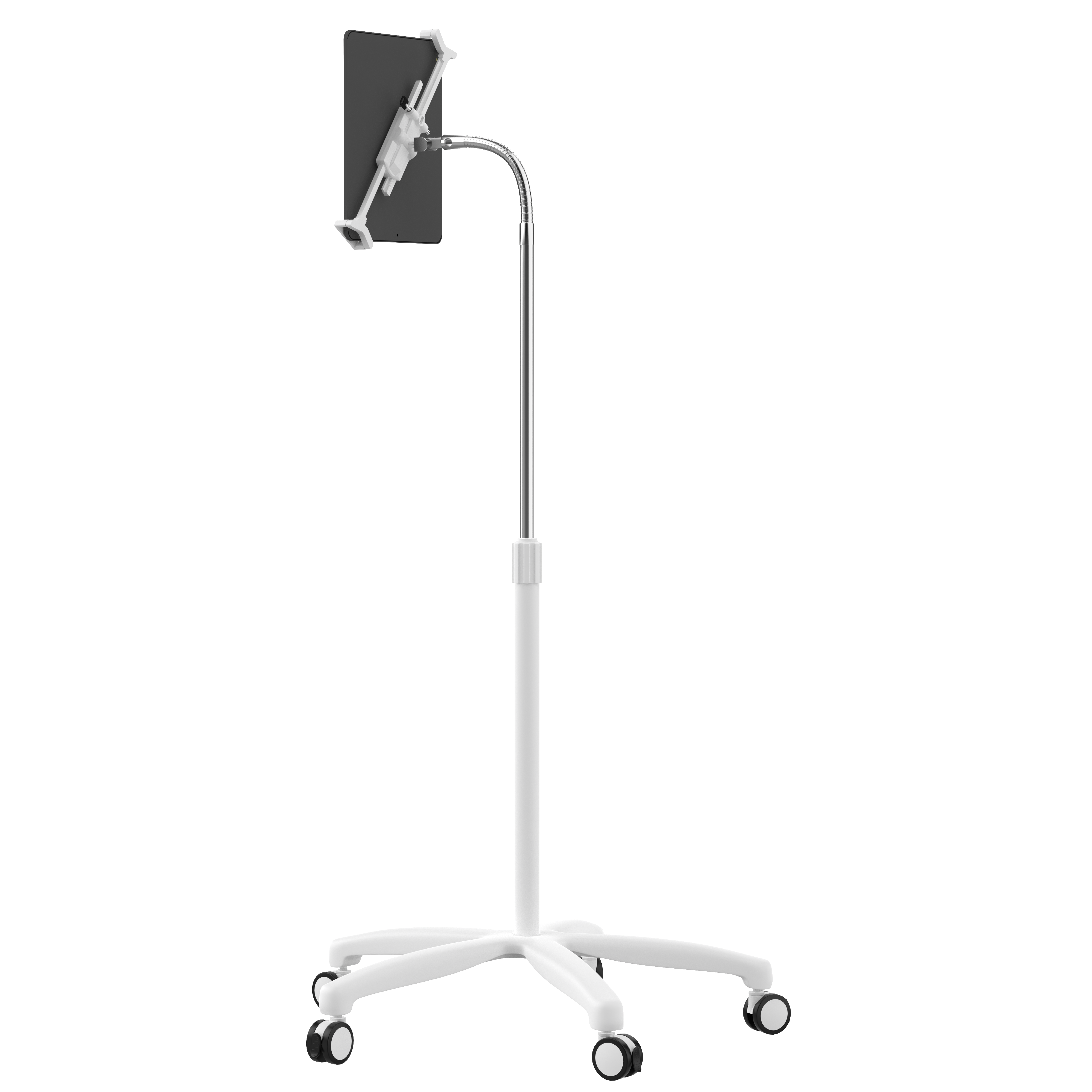 Heavy-Duty Medical Mobile Floor Stand for 7 - 13 Inch Tablets (White)