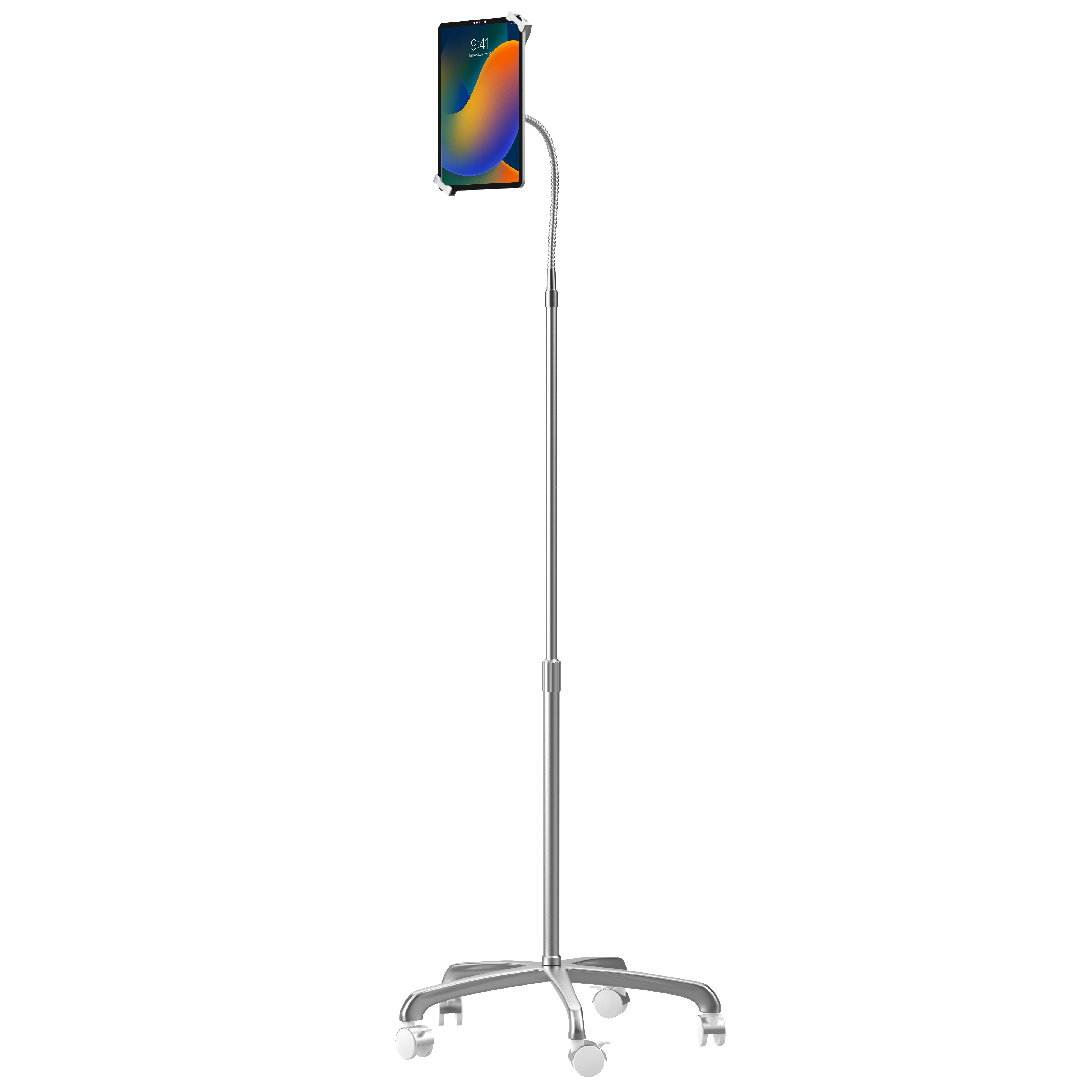Heavy-Duty Gooseneck Floor Stand for 7-13-Inch Tablets