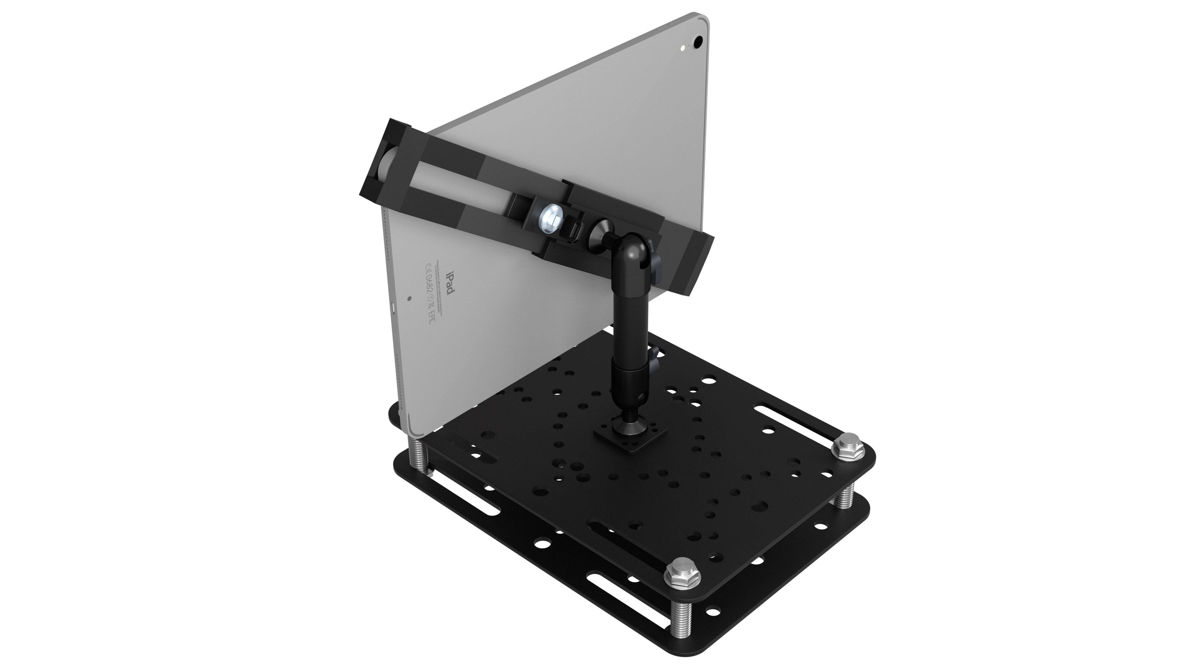 Tablet Security Forklift Mounting Kit w/ Universal Mounting Plates & Adjustable Holder for 7"-14" Tablets including 11" & 13" iPad Air M2/ Pro M4 (2024)
