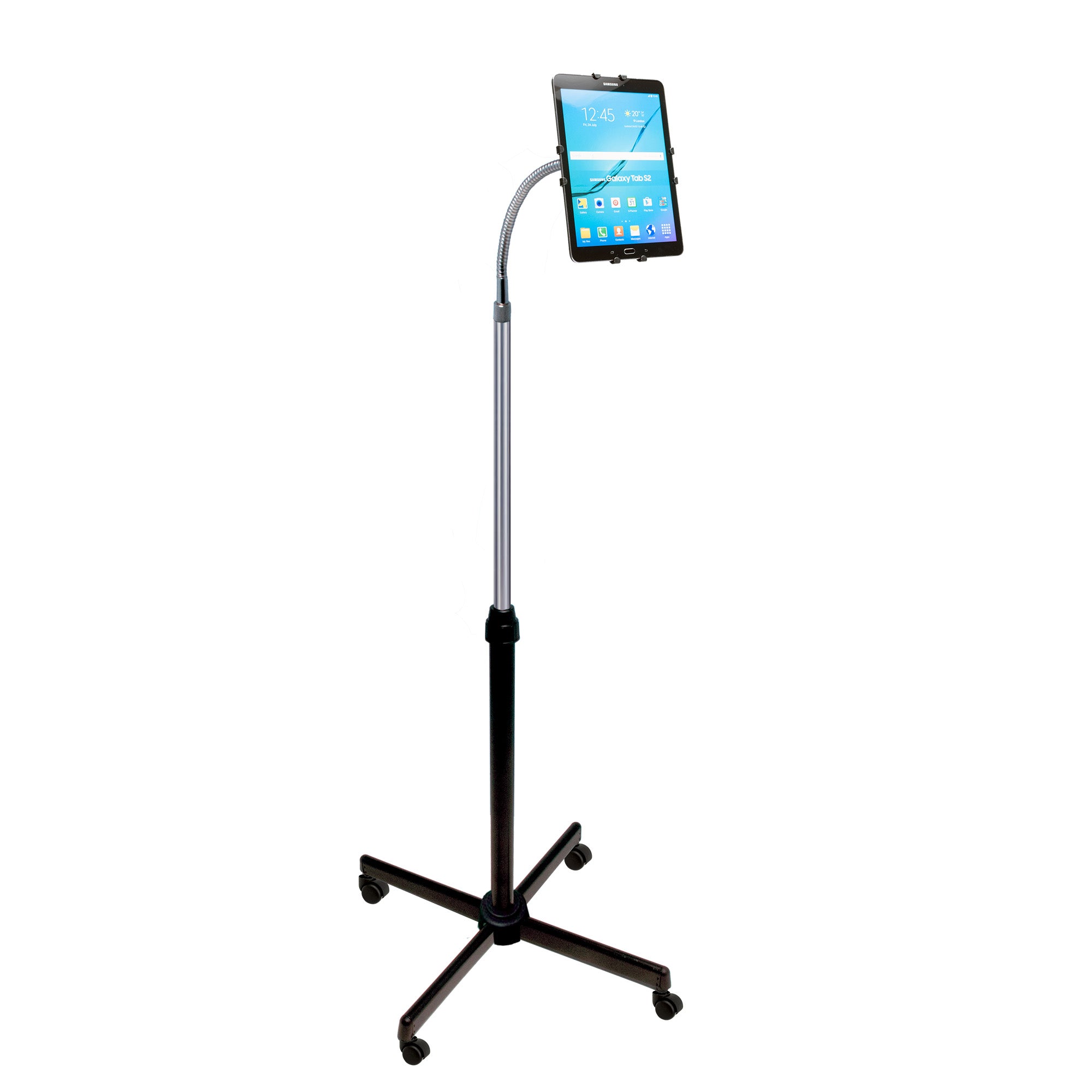 Universal Height-Adjustable Gooseneck Floor Stand for Tablets
