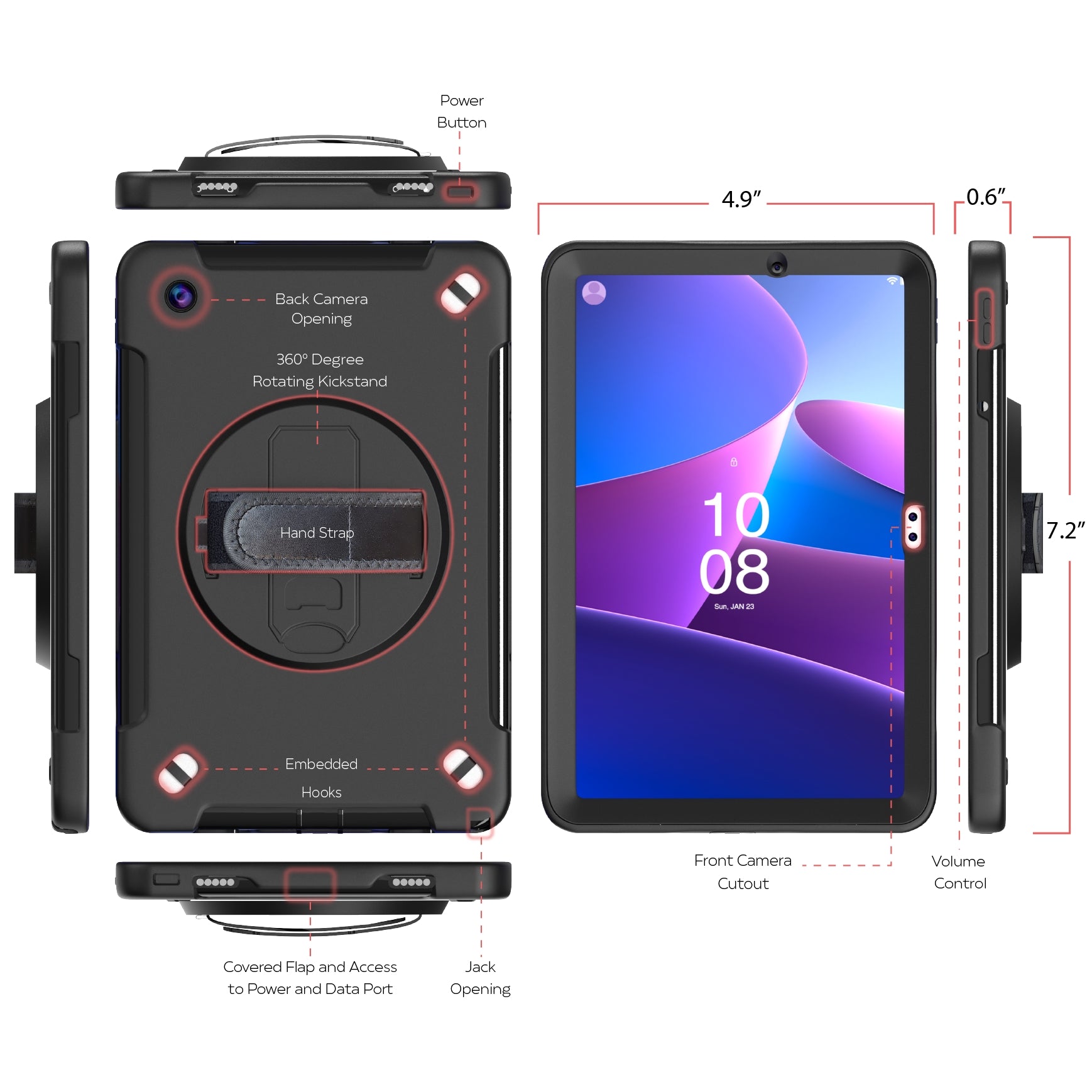 Protective Case with Built-in 360° Rotatable Grip Kickstand