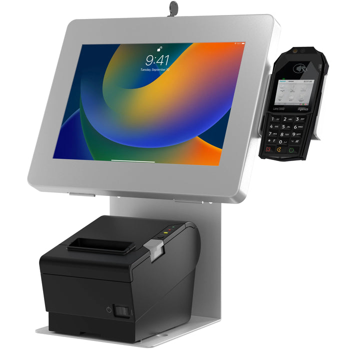 POS Station With Printer Stand and Black Security Enclosure CTA DIGITAL