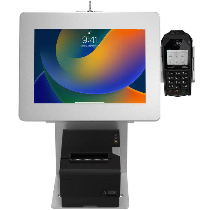 POS Station With Printer Stand and Black Security Enclosure CTA DIGITAL