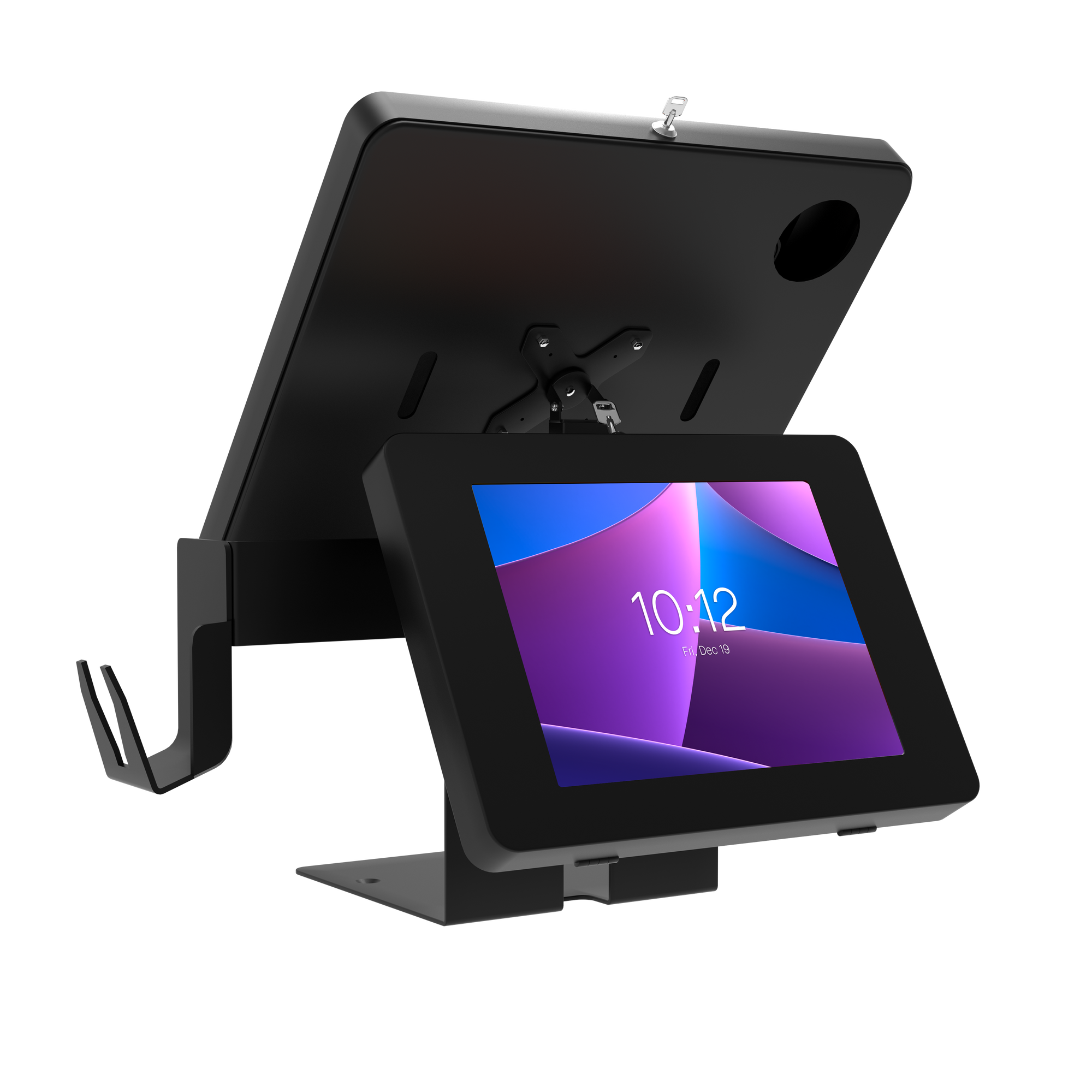 POS Station with Printer Stand, Magnetic Scanner Holder, Card Reader Holder & 2 Security Enclosures CTA DIGITAL