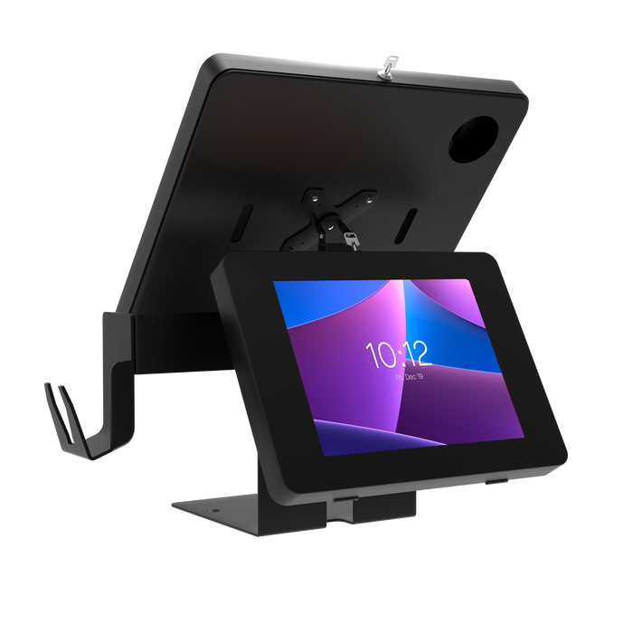POS Station with Printer Stand, Magnetic Scanner Holder, Card Reader Holder & 2 Security Enclosures CTA DIGITAL