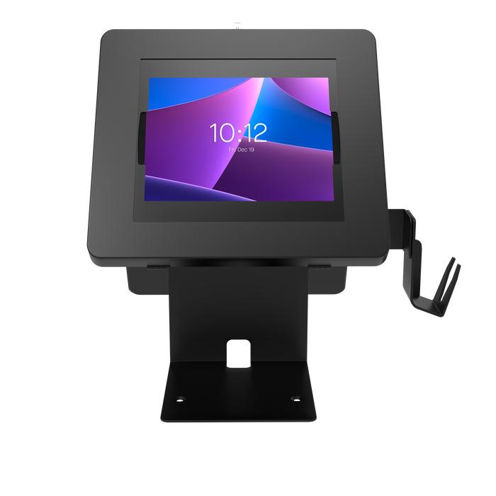 POS Station with Printer Stand, Magnetic Scanner Holder, Card Reader Holder & 2 Security Enclosures CTA DIGITAL