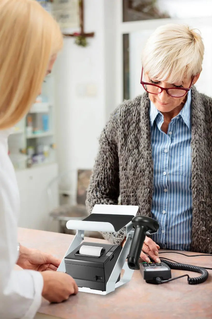 Point-of-Sale Printer Stand with Wireless Scanner Mount