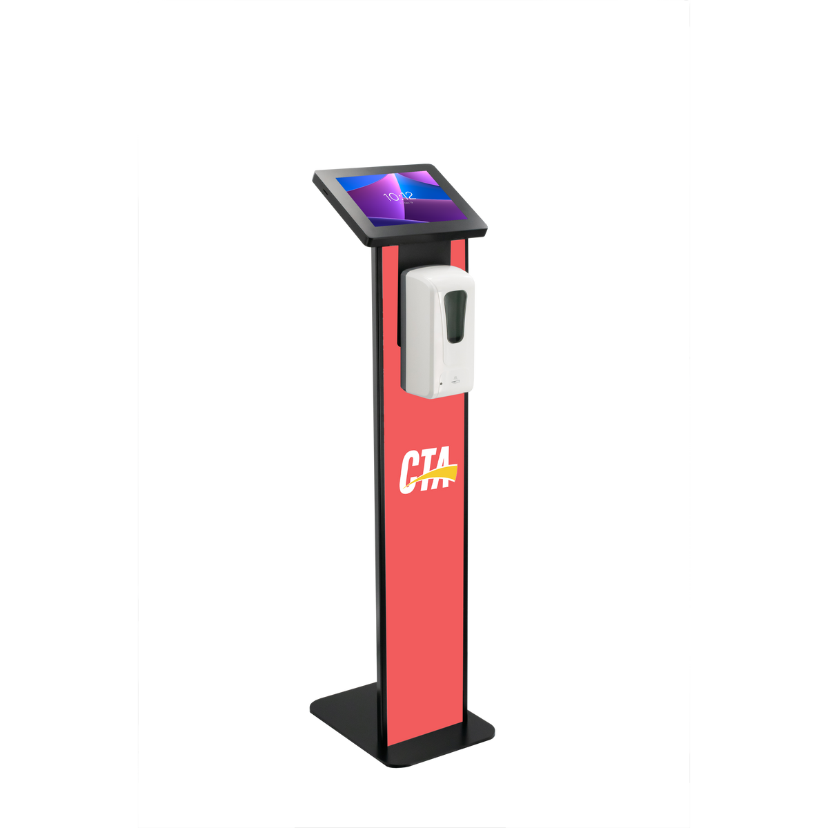 Premium Locking Floor Stand Kiosk w/ Graphic Card Slot & Automatic Soap Dispenser CTA