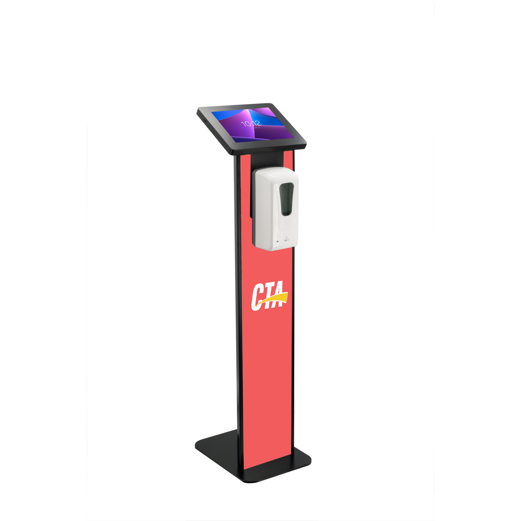 Premium Locking Floor Stand Kiosk w/ Graphic Card Slot & Automatic Soap Dispenser CTA