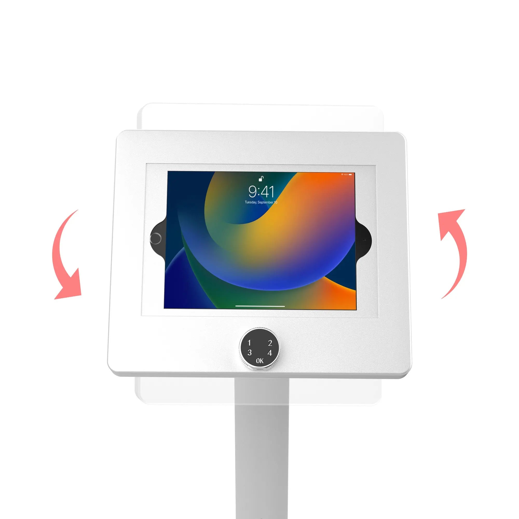Premium Thin Profile Floor Stand with Digital Password Combination Security Enclosure (White) CTA DIGITAL
