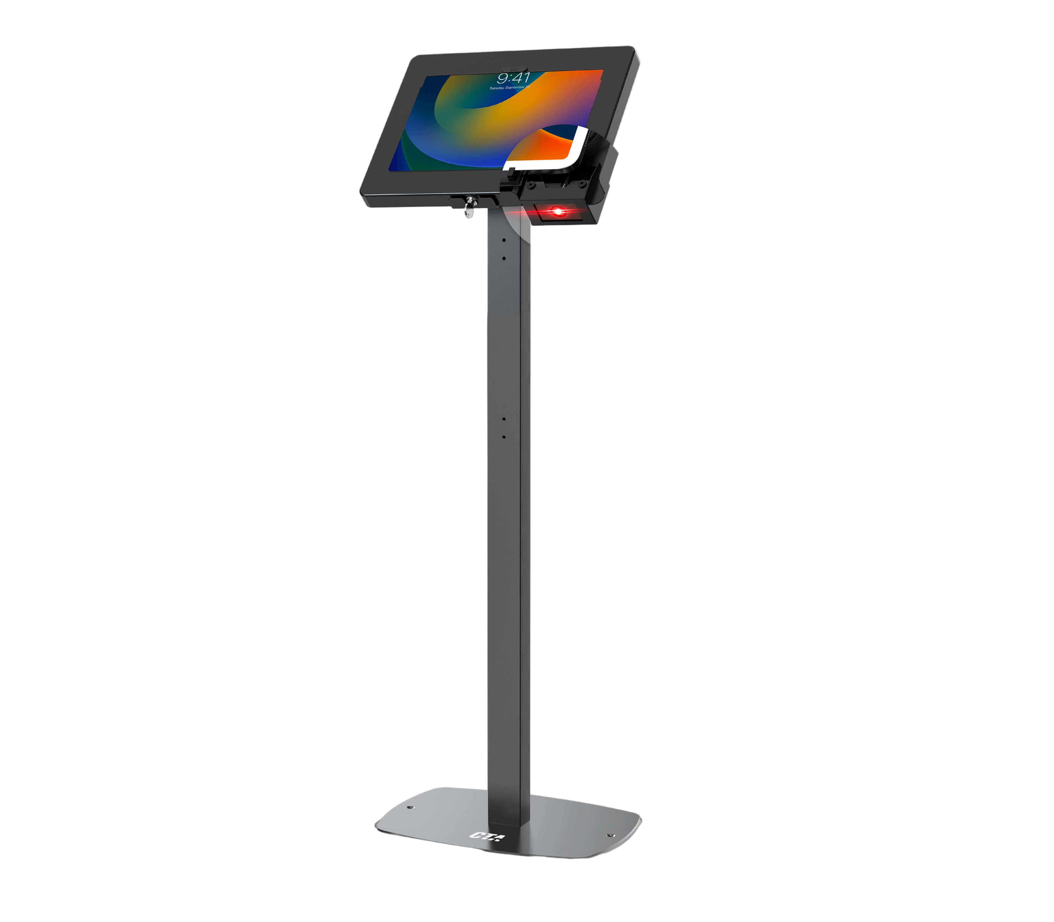 Premium Thin Profile Floor Stand with  Security Enclosure and Integrated 2D Scanner