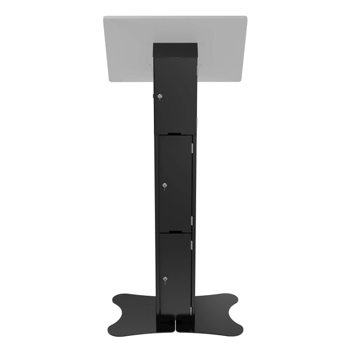 Premium VESA Compatible Floor Stand Kiosk with Enclosed Printer Storage & Cable Management CTA DIGITAL