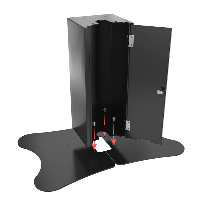 Premium VESA Compatible Floor Stand Kiosk with Enclosed Printer Storage & Cable Management CTA DIGITAL
