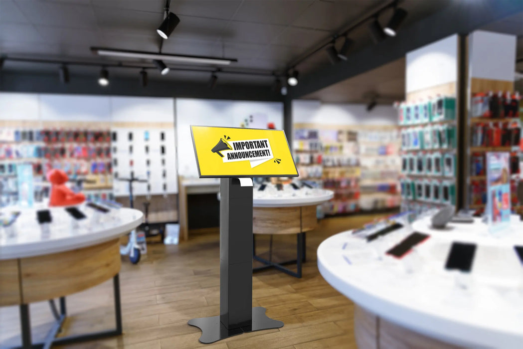 Premium VESA Compatible Floor Stand Kiosk with Enclosed Printer Storage & Cable Management CTA DIGITAL