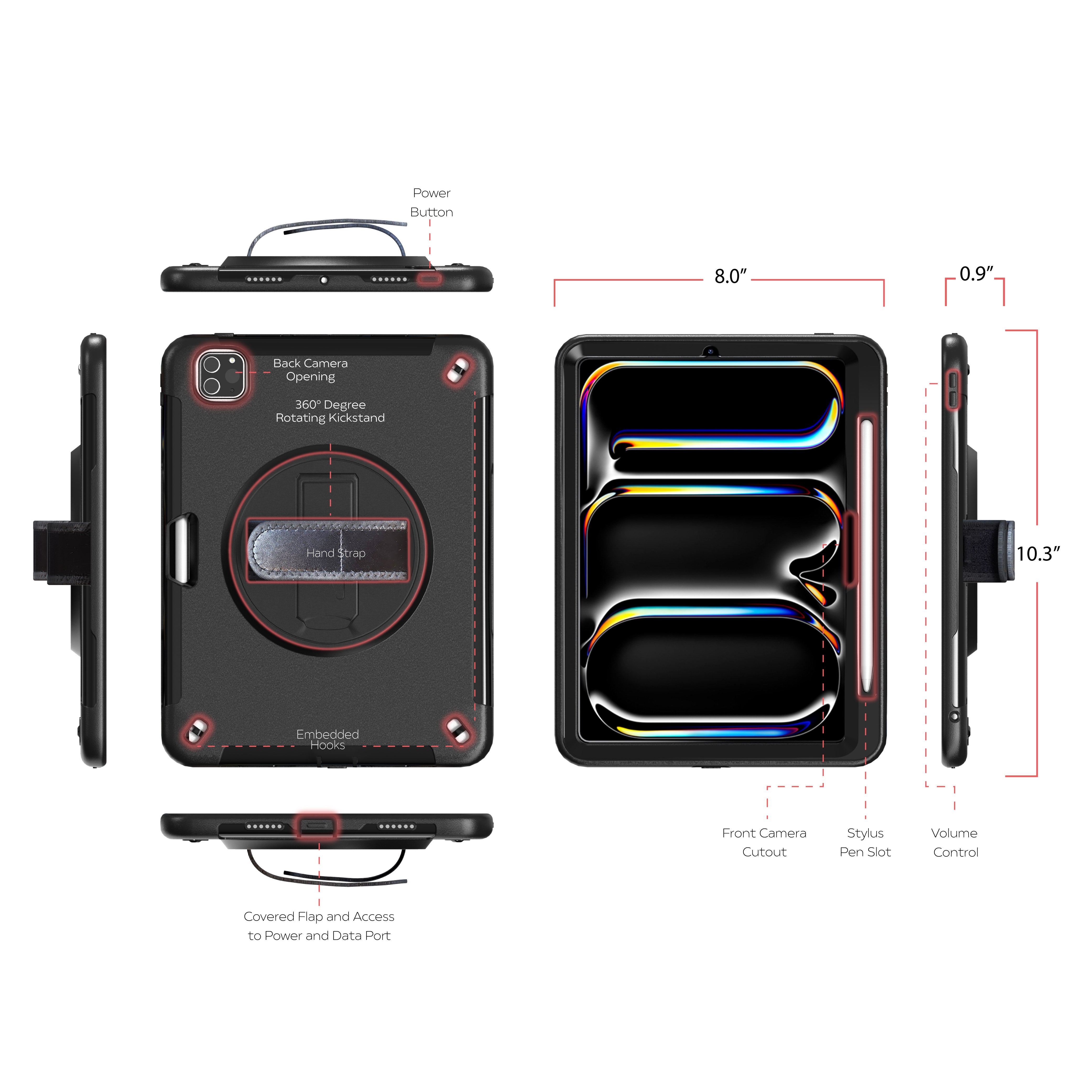 Protective Case with Build in 360° Rotatable Grip Kickstand