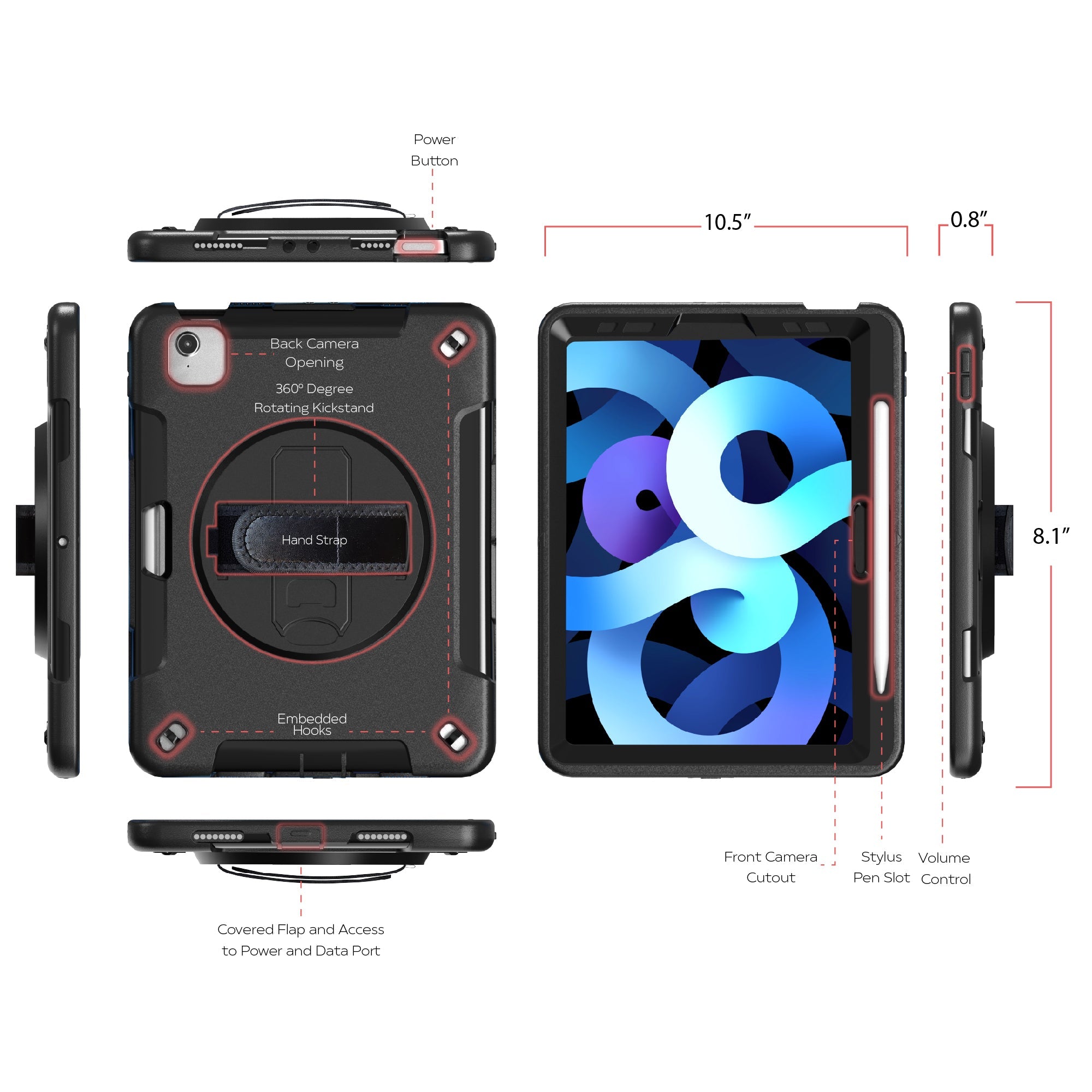 Protective Case with Build in 360° Rotatable Grip Kickstand