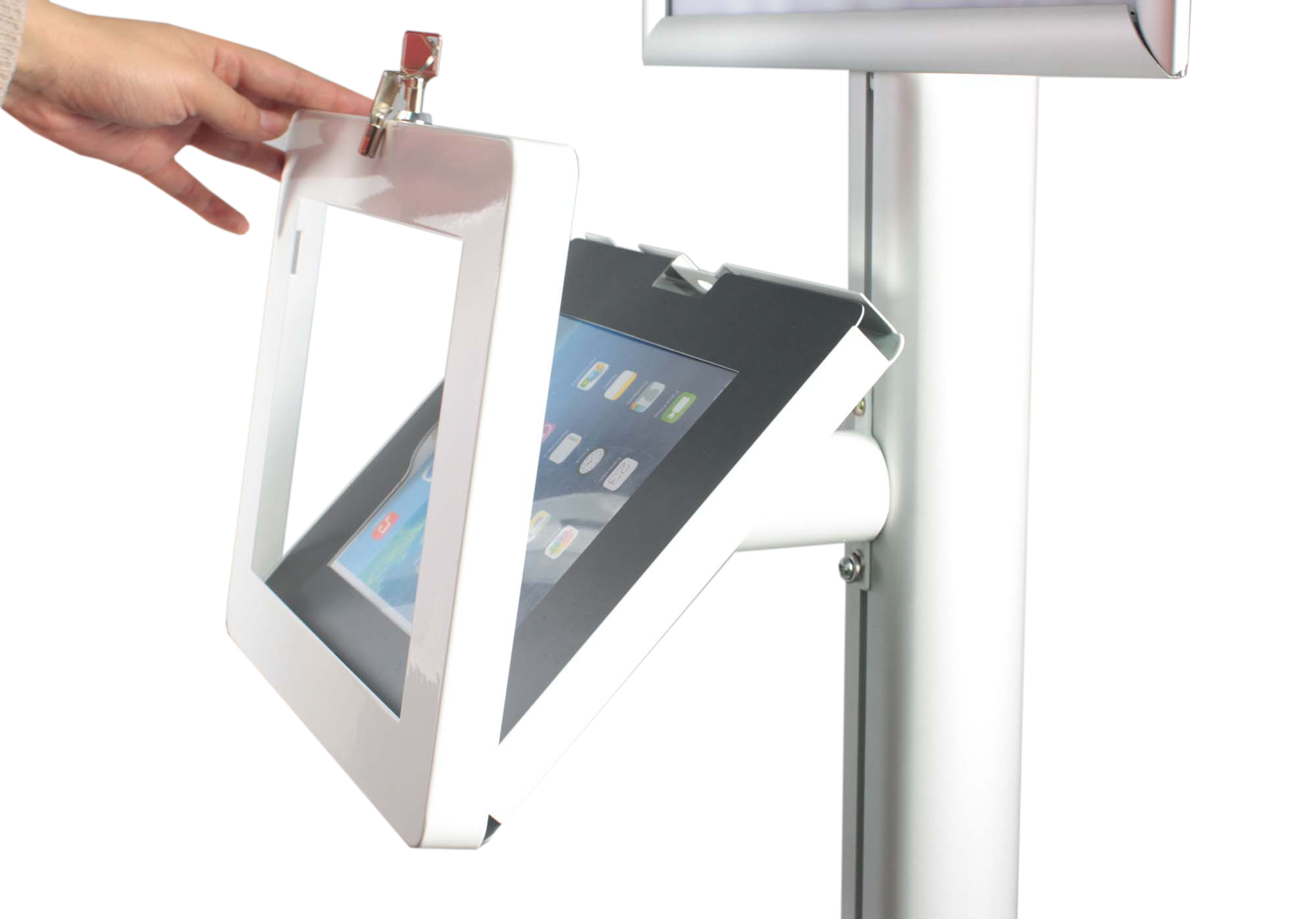 Floor Stand Sign Display with Kiosk Enclosure for iPad