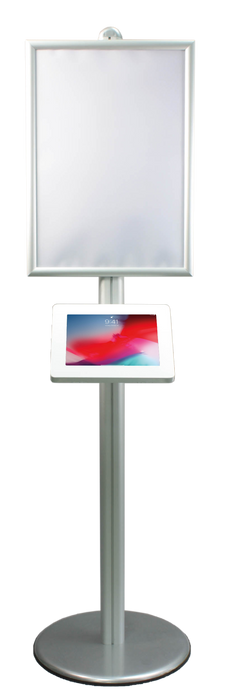 Floor Stand Sign Display with Kiosk Enclosure for iPad