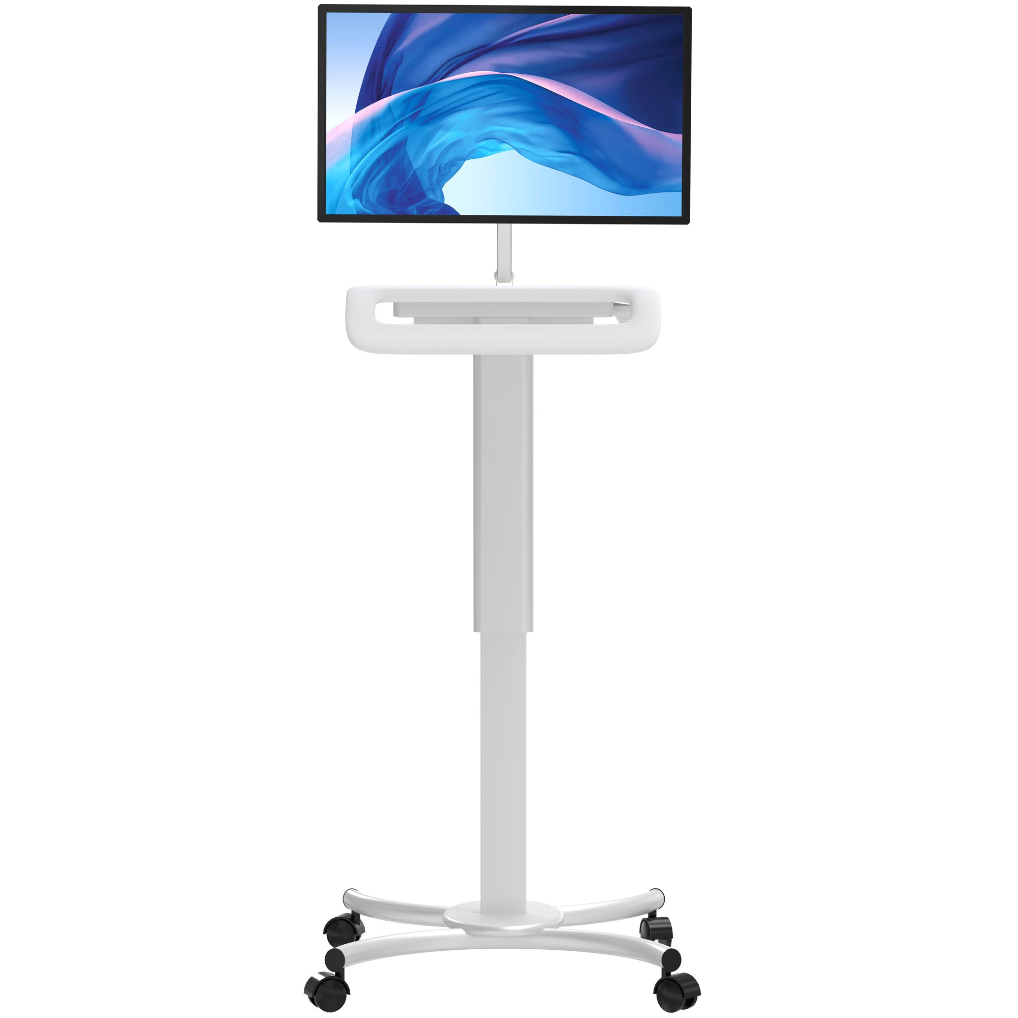 Height-Adjustable Rolling Medical Workstation Cart with VESA Plate