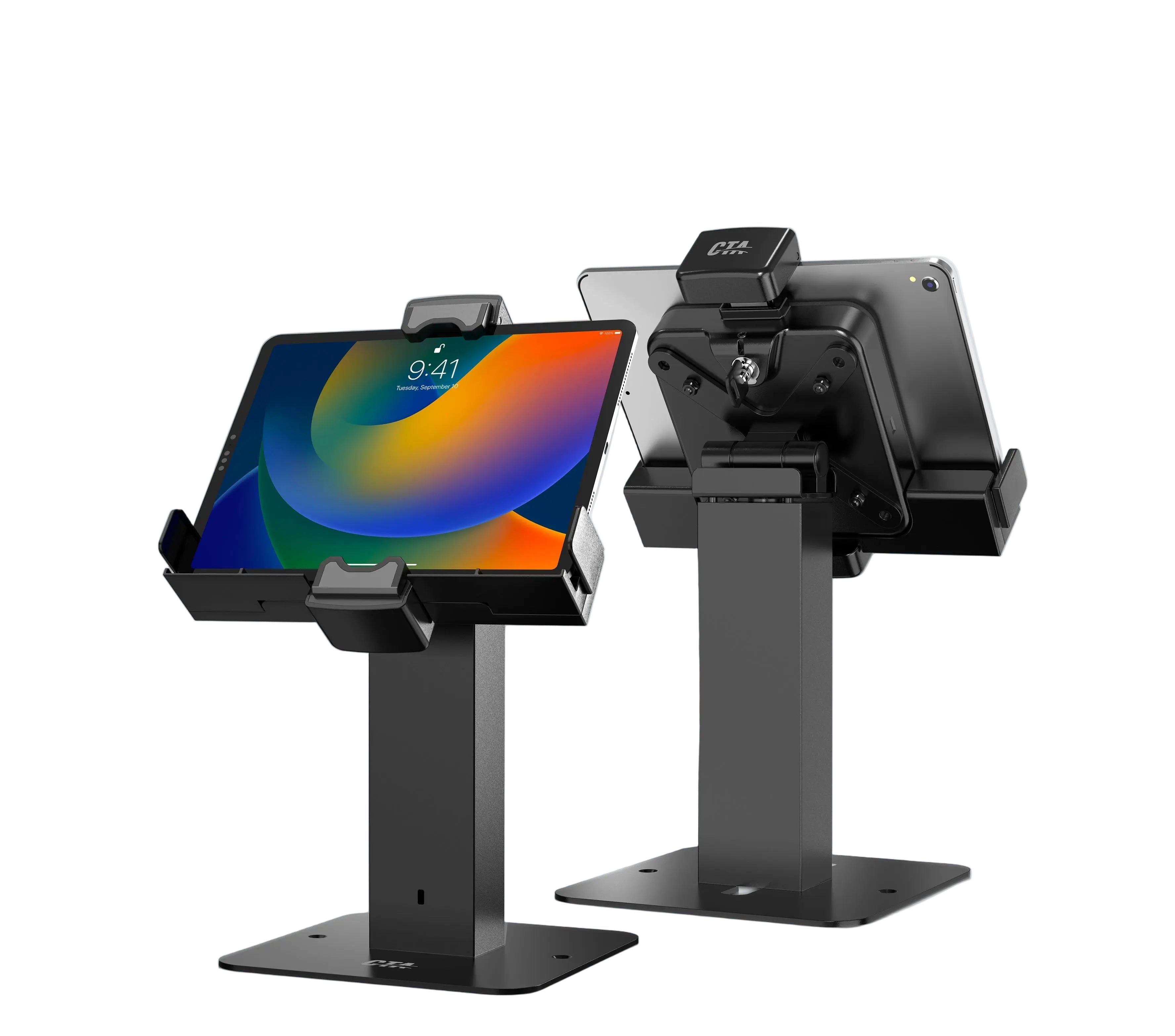 Rotating Sleek Desk Mount with Premium Universal Tablet Security Holder