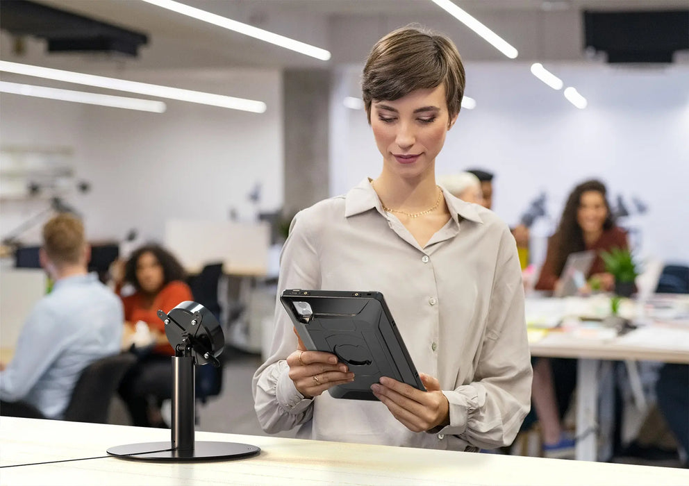 Rotating Sleek Desk Mount with VersaGuard Twist Lock Inductive Charging Dock and Case CTA DIGITAL