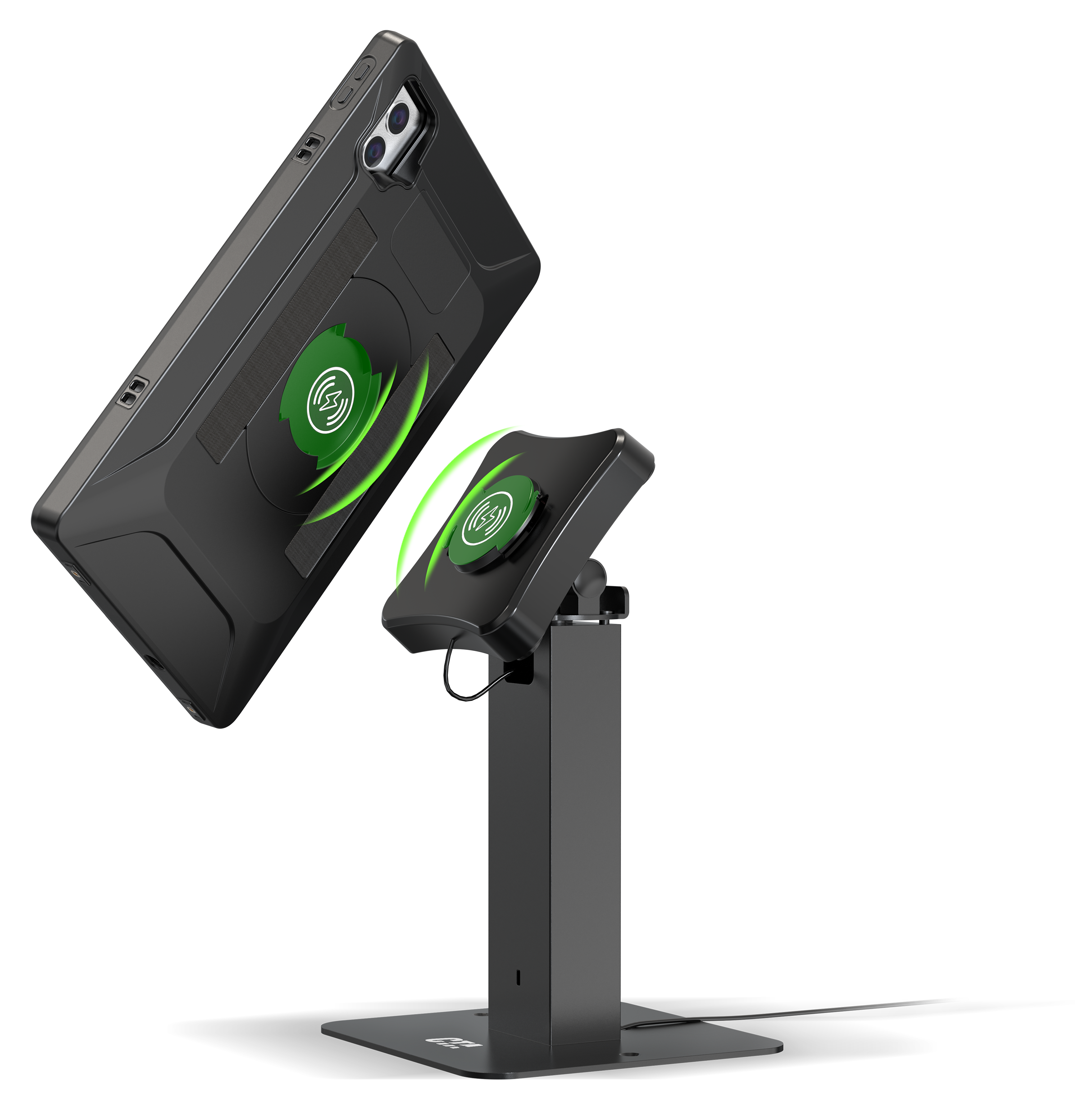 Rotating Sleek Desk Mount with VersaGuard Twist Lock Inductive Charging Dock and Case